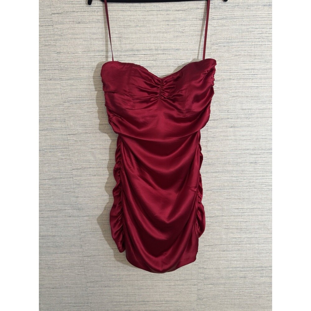 Express Vintage Red Strapless Dress Silk Size 12 2007